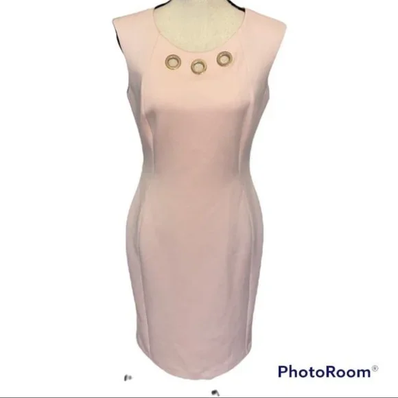 Calvin Klein Blush Pink stretch Comfort Dress 10. Beautiful well made dress - Picture 1 of 7